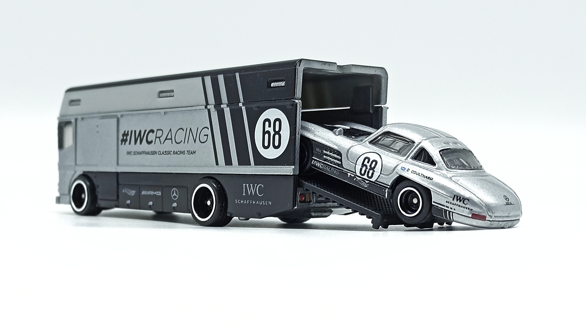 Hot Wheels Euro Hauler + Mercedes-Benz 300 SL (GJT43) 2020 Car Culture Team Transport 21 (Mix 2) silver IWC Racing