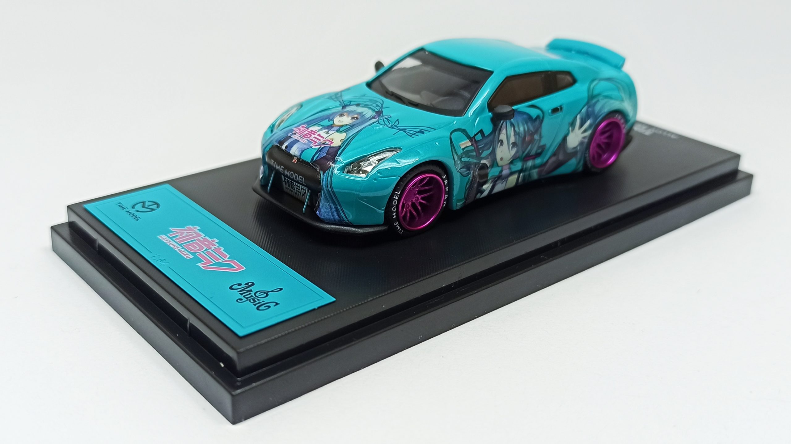 Time Micro Time Model Nissan GT-R (R35) LB Performance Liberty Walk (GT wing / duck tail) Miku Hatsune light turquoise