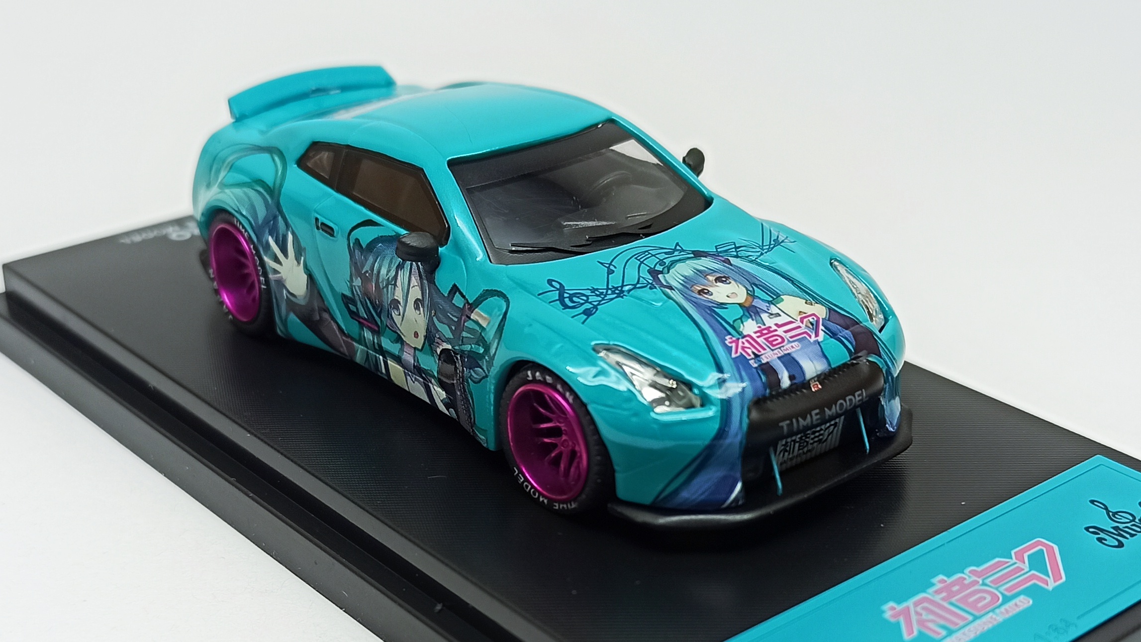 Time Micro Time Model Nissan GT-R (R35) LB Performance Liberty Walk (GT wing / duck tail) Miku Hatsune light turquoise