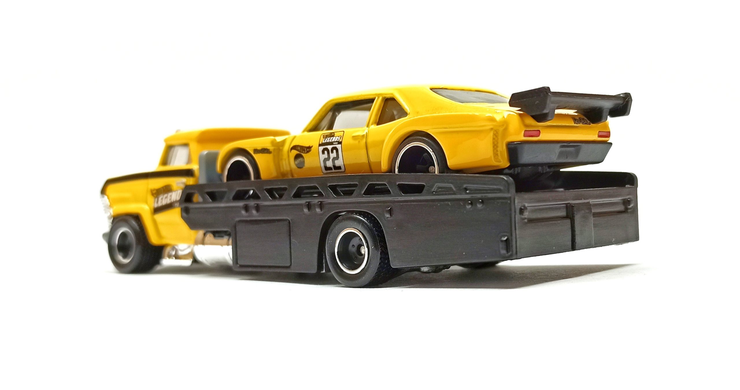 Hot Wheels Horizon Hauler + Custom '70 Chevy Nova (HHL50) 2022 Car Culture Team Transport Walmart Legends Tour Exclusive yellow